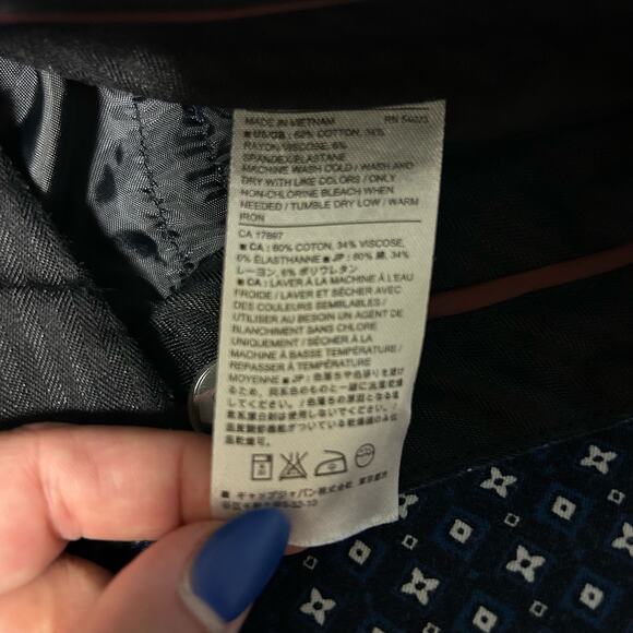 Banana Republic Womens Pants Navy Blue White All Over Pattern Jackson Stretch 4 - Picture 6 of 12